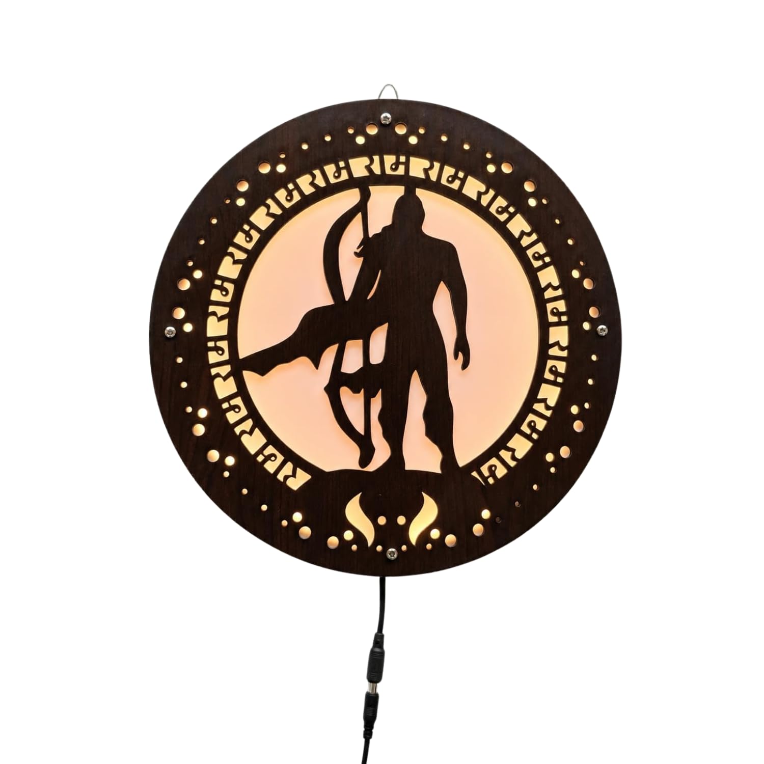VX Creations Lord Shri Ram LED Wall Decor Lamp | Ram Naam Wooden Wall Art with Warm LED Glow | Circular MDF Acrylic WPC Wall Hanging for Pooja Room, Mandir, Living Room, Bedroom, Office Decoration | 30x30 cm-image-17
