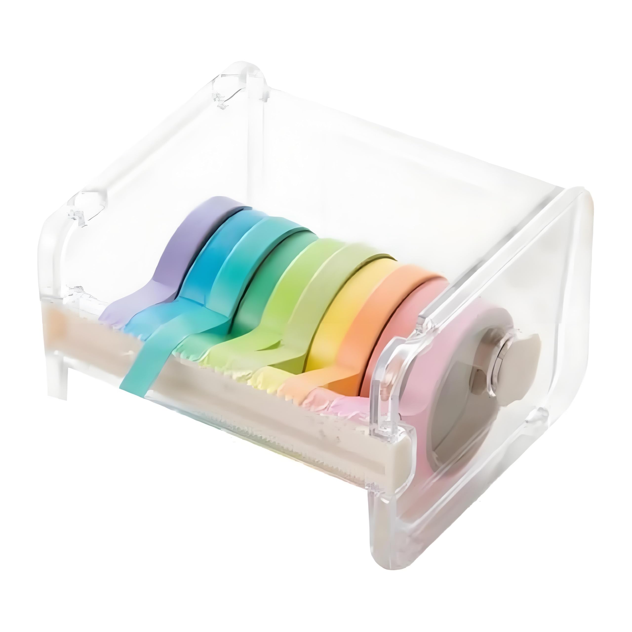 Desktop Washi Tape Dispenser and Cutter, Transparent Roll Holder Organizer for Office and DIY Crafts image 3
