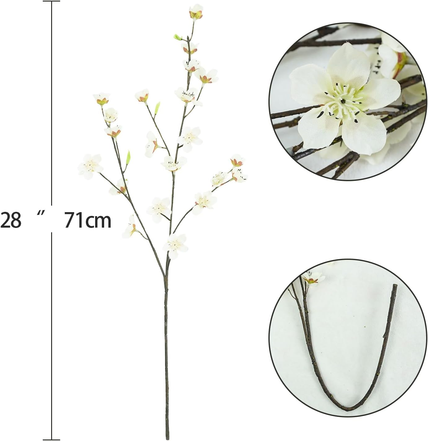 4pcs Artificial Cherry Blossom Flowers 28‘’ Tall Silk Cherry Blossom Branches Faux White Peach Stems for Wedding Home Garden Vase Decor - Image 3