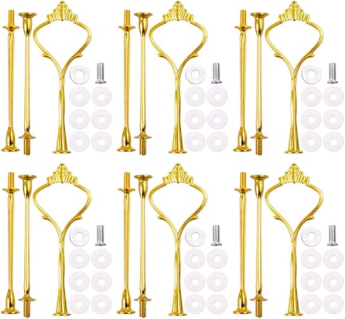 Soporte de 3 niveles para cupcakes de 14.6 pulgadas, soporte de corona de molde de metal, fabricación de bricolaje para plato de frutas, soporte de