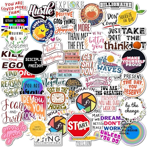 Image of WallDesign Vinyl Life Self Adhesive Motivation Sticker Set (45 Decals)Personalize Laptop Bottle Mobile Diary & Accessories with Durable Laminated Stickers for Gifts&Everyday Inspiration 51 mm