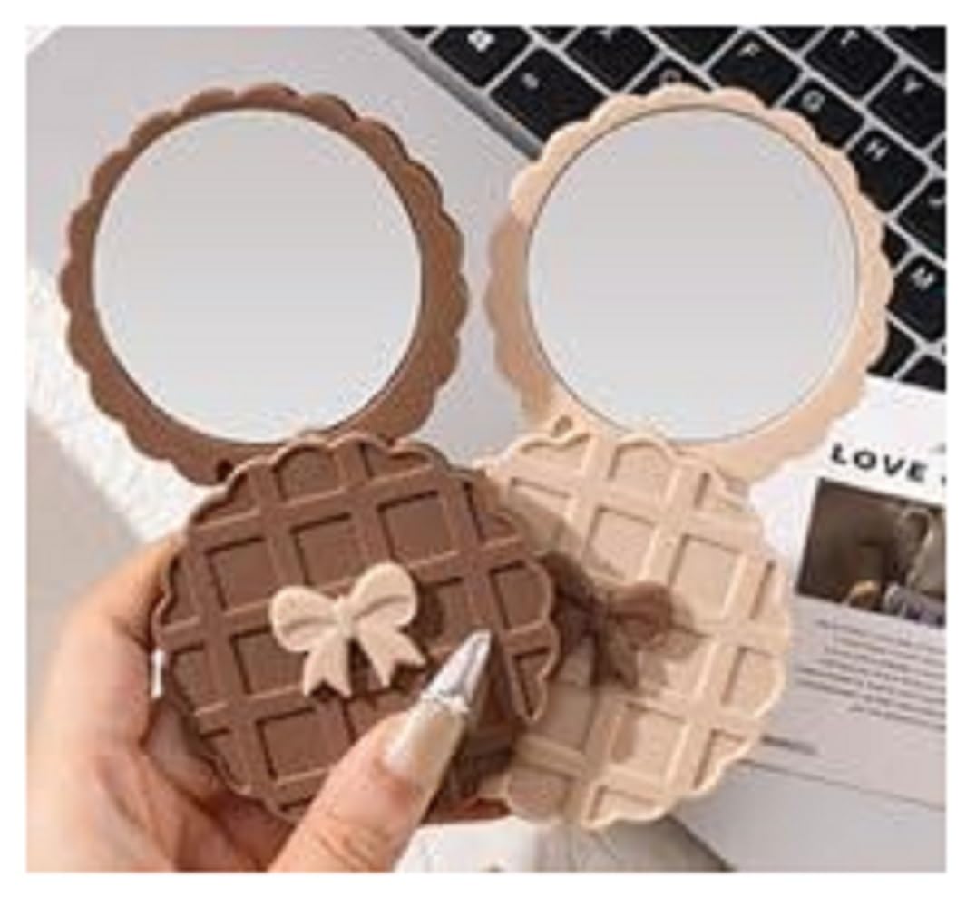 Compact Pocket Mirror, Round Waffle Design with 5X Magnification, 3.9L x 3.9W inches, Dual-Sided Portable Travel Makeup Mirror-image-44