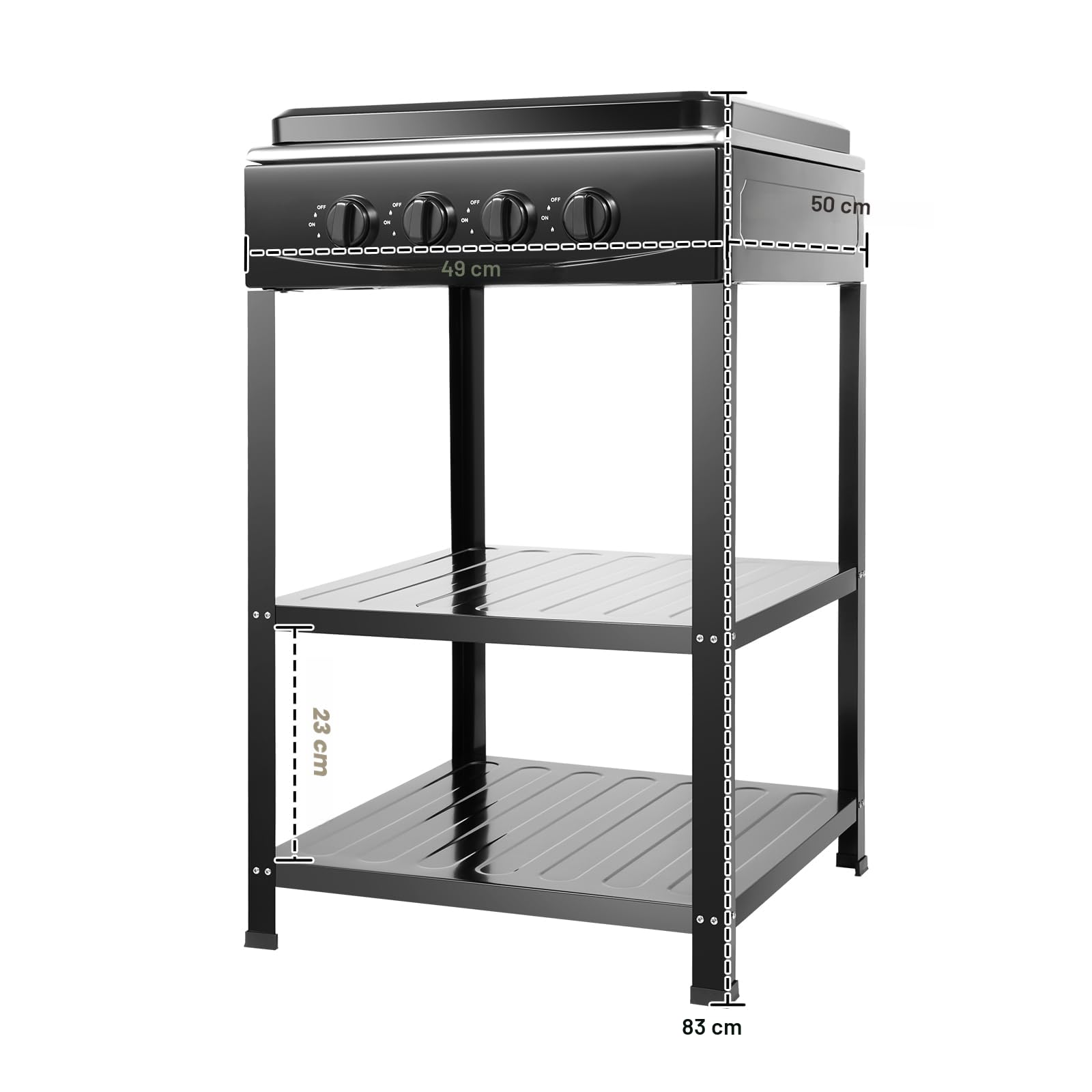 Réchaud à gaz à 4 feux, réchaud de camping, propane | Plaque de cuisson avec double placard, réchaud de camping pour camping, voyages, randonnée, noir