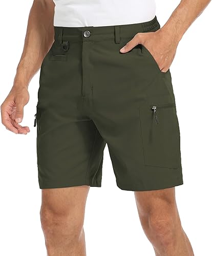 Pantalones cortos de senderismo para hombre, de secado rápido, para viajes al aire libre, con múltiples bolsillos