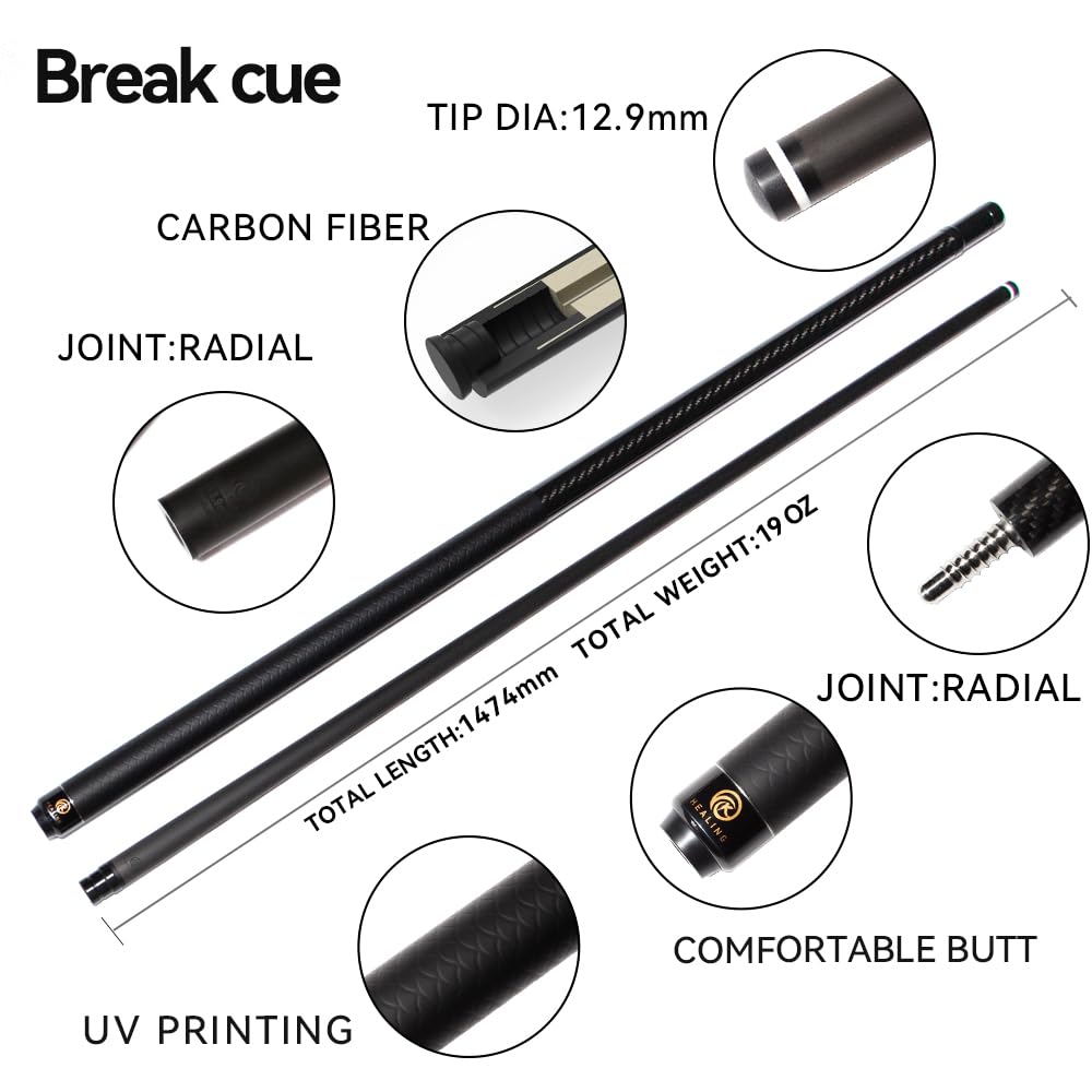 Amazon.co.jp: ビリヤード キュー KHEALING 58インチ 19 oz 1/2