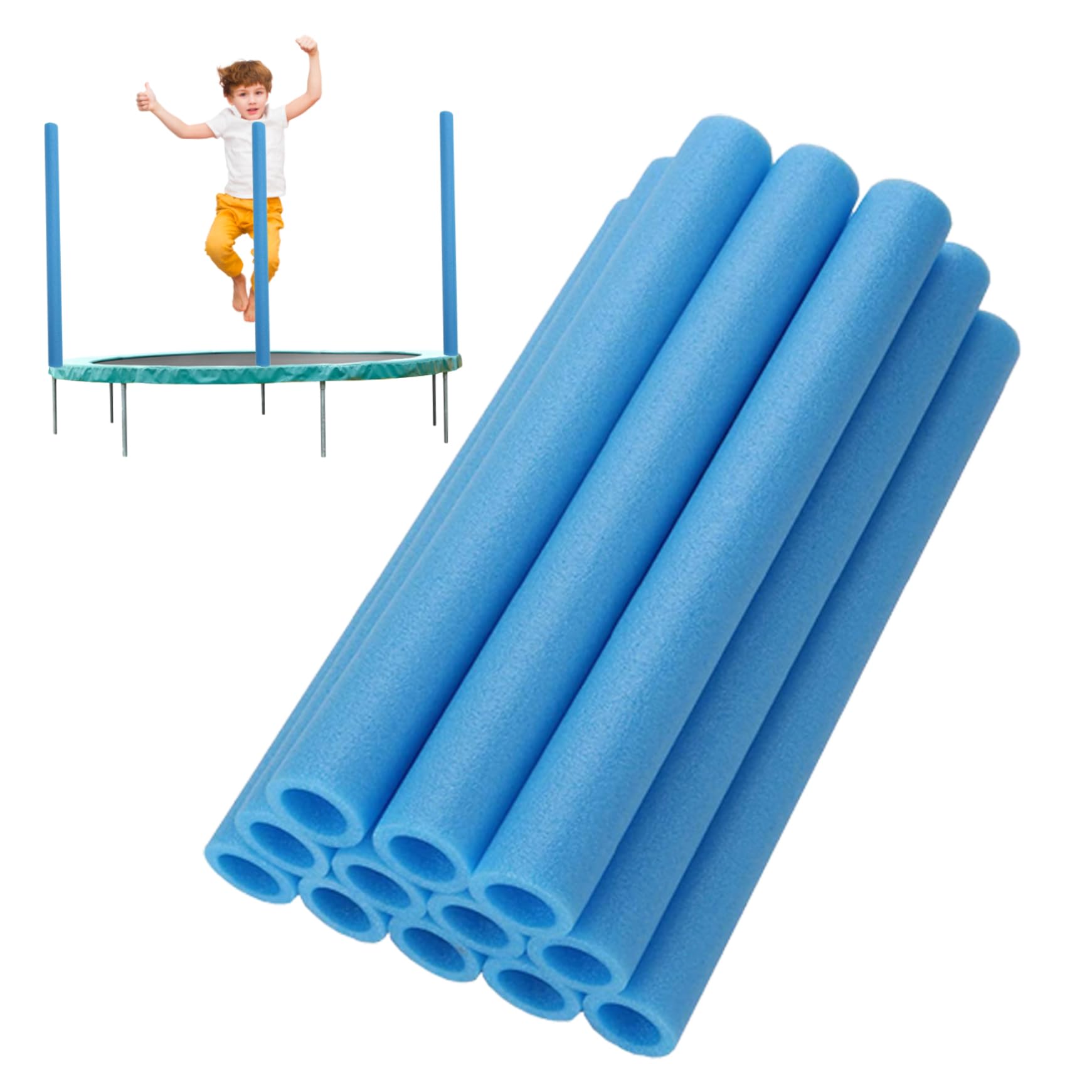 Hilai Foam Tubes 12PCS Soft Jumping Bed Poles Cover 15.75 inch Long Protective Sleeves Foam Tubing Blue, Trampoline Poles Replacement