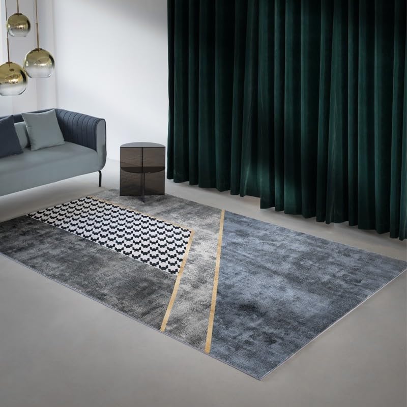 Tapis de salon lavable et antidérapant gris 100x100 cm résistant au quotidien