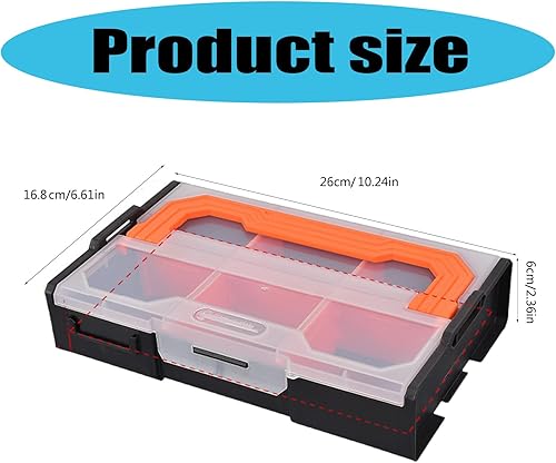 Miniatura 6 de Organizador de almacenamiento de herramientas con múltiples compartimentos con tapa transparente y base antideslizante, adecuado para almacenamiento