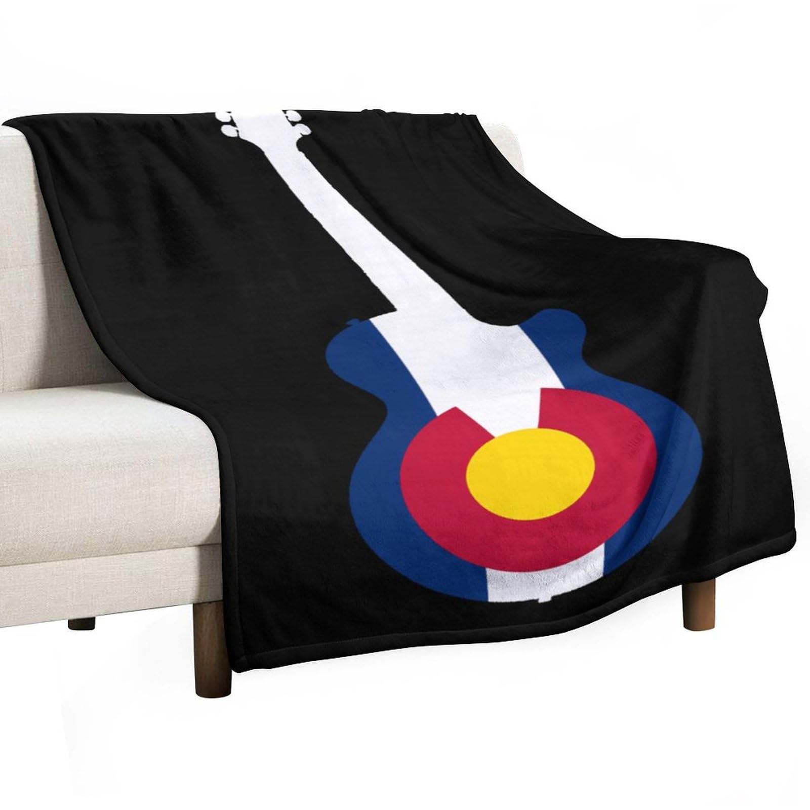 CGSBNGHA State Flag of Colorado Music Guitar Flannel Fleece Blanket Lightweight Soft Throw Blankets for Sofa Couch Bed Chair