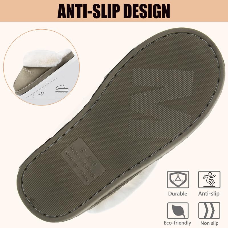 Misolin Pantofole Scamosciate da Donna Uomo Invernali Interne Ciabatte Casa Morbida Autunno Inverno Memoria Schiuma Pavimento Indoor Outdoor