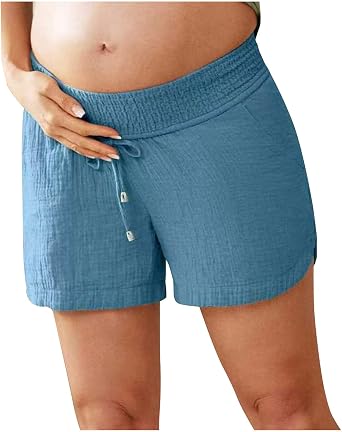 Womens Maternity Shorts Drawcord Pregnancy SweatShorts