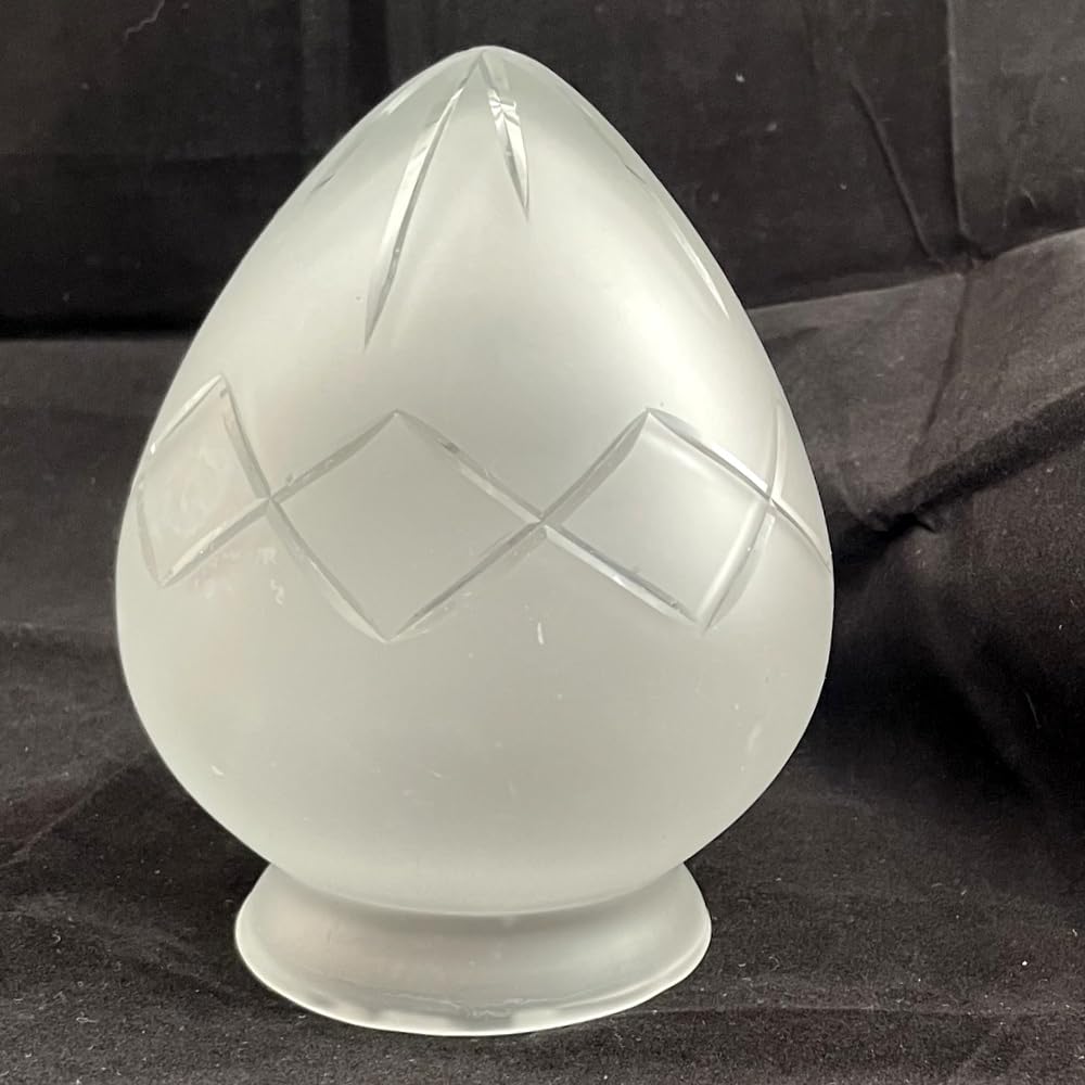 Lampada a cilindro in vetro con paralume senza fondo opaco con taglio diametro inferiore base 8,2 cm, altezza base 1,5 cm, altezza totale 14 cm, diametro più largo 11 cm