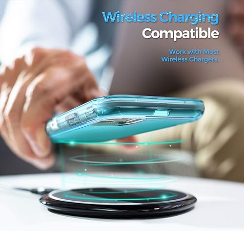 Miniatura 6 de ORIbox Funda azul para iPhone 14 Pro Max, protección contra caídas de grado militar de 10 pies, funda transparente resistente a prueba de golpes