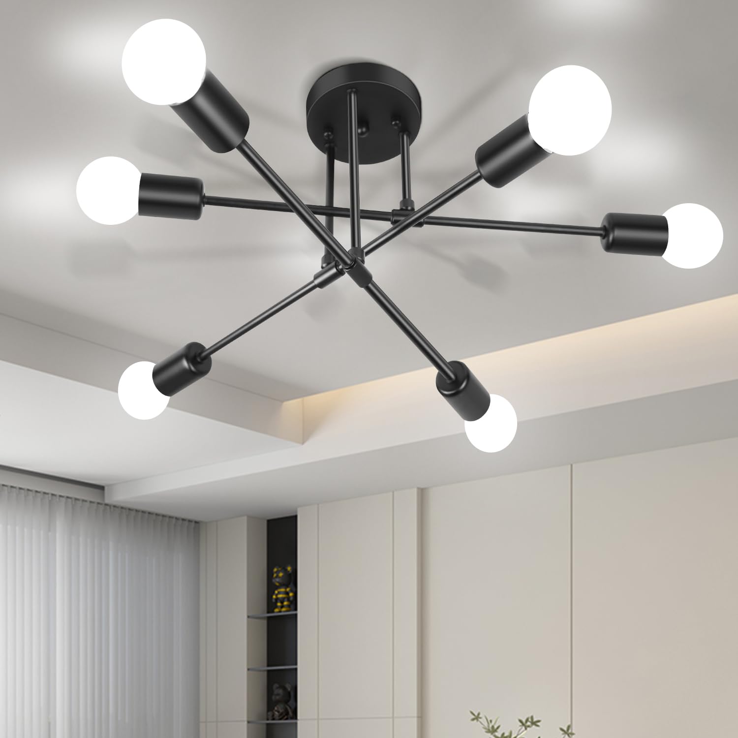 Lustre de salon à 6 lampes modulables pour optimiser l'éclairage des grands espaces - 8