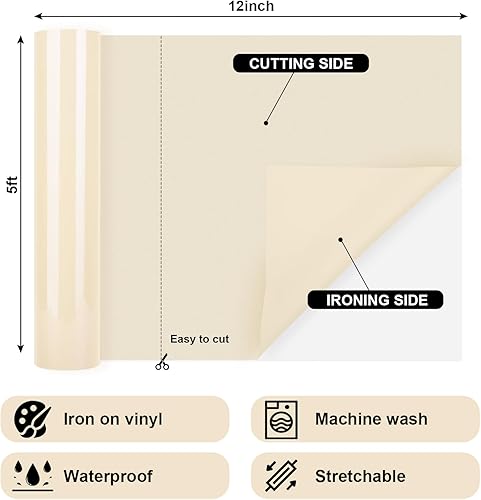 Miniatura 5 de GIRAFVINYL Rollo de vinilo de transferencia de calor azul King de 12 pulgadas x 5 pies, vinilo azul King para planchar para camisetas, vinilo HTV