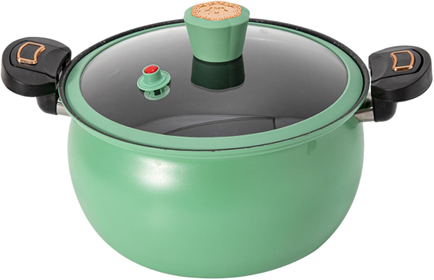 8L Mini Fast-Heating Pressure Cooker with Locking Handles, Non‑Stick Stockpot with Transparent Lid for Gas, Induction & Electric Hobs, Compact Kitchen Multi‑Cooker, Green.