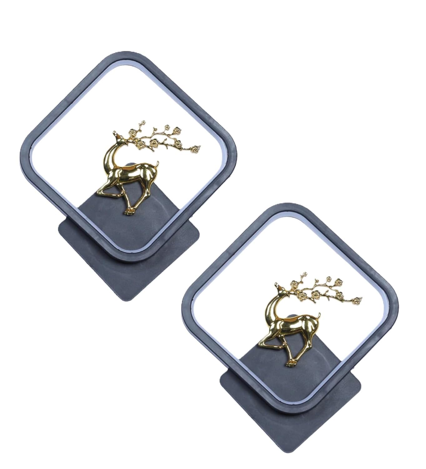 Deer Wall Lamp for Living Room & Bedroom | Wall Mounted LED Night Light with Running Deer Design | Decorative Square & Round Bedside Wall Light for Hallway & Home Décor (2 Unit Running Deer Square)-image-40