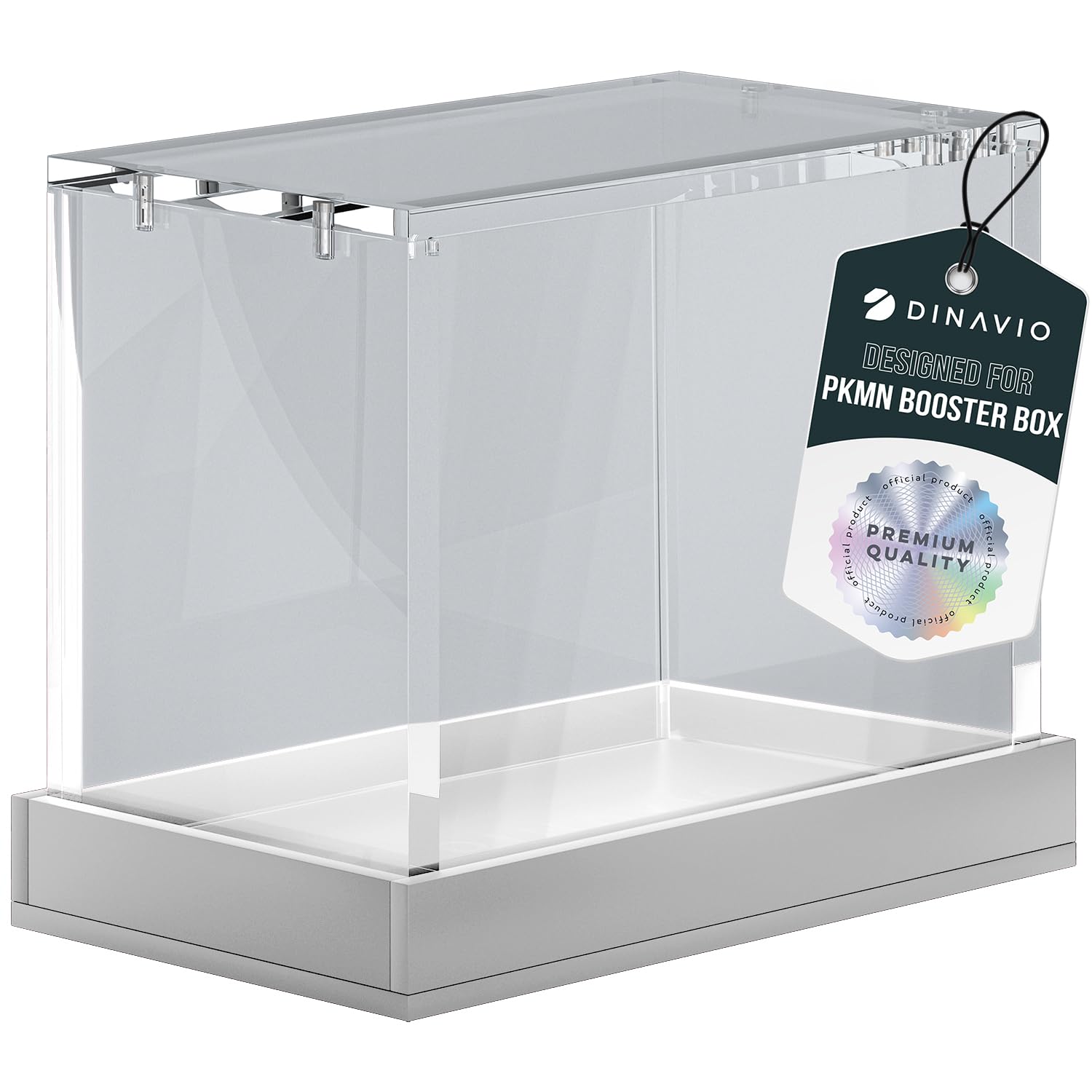 PKMN Booster Box Case Acrylic Display - Booster Box Protector Case - 8mm + 5mm Acrylic 5x3mm Magnets - Compatible with PKMN Booster Boxes (White Base)