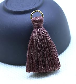 50 mini borlas colgantes, borlas de algodón suave y sedoso, borlas hechas a mano para hacer joyas, manualidades, marcapáginas, pendientes, llaveros, decoración del hogar, color marrón