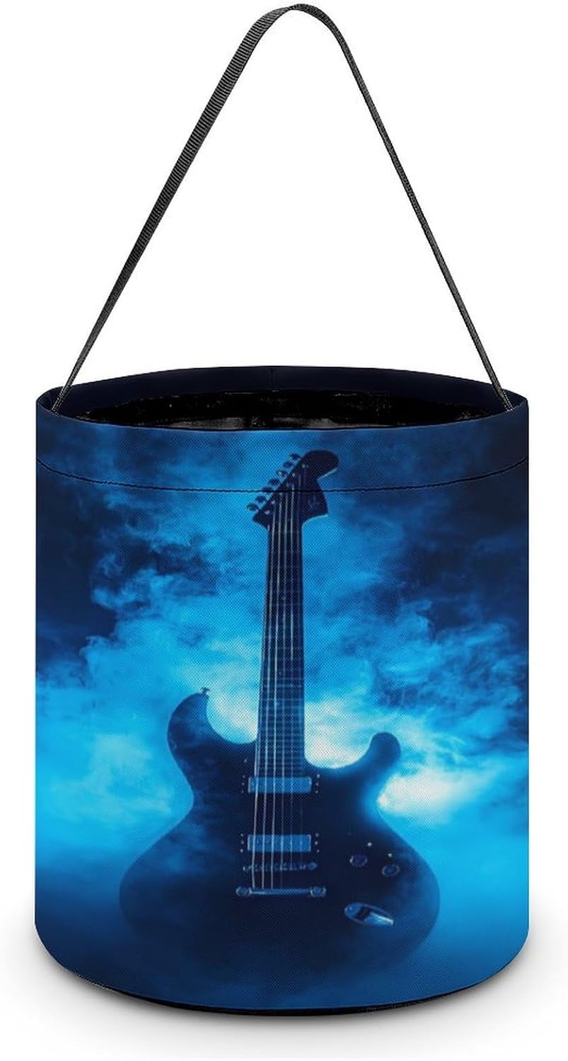 Guitar Music Halloween Treat Bag Reusable Candy Basket Tote Goody Bags Gift Party