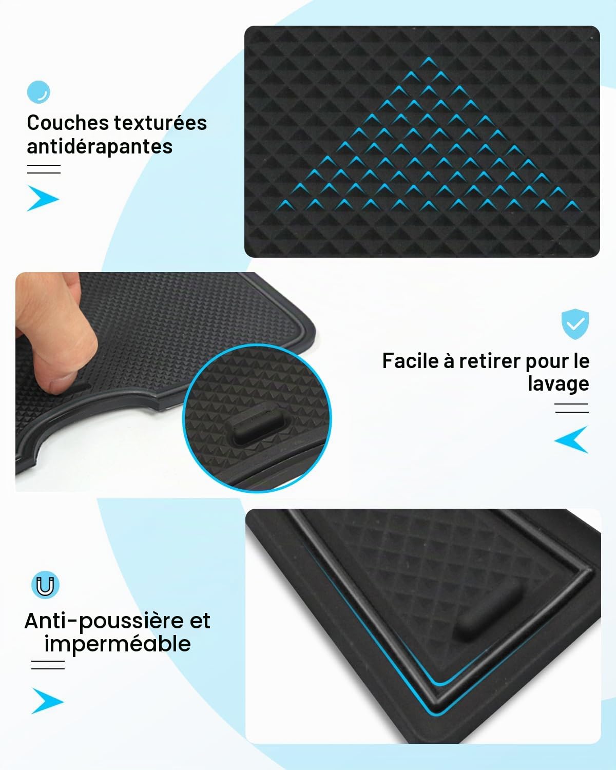 CDEFG Compatible avec Renault Rafale 2024 2025 Tapis en Caoutchouc Anti-poussière Antidérapant, Rafale Porte Console Centrale Tapis Rafale E-Tech 2024 Accessoires (Noir)
