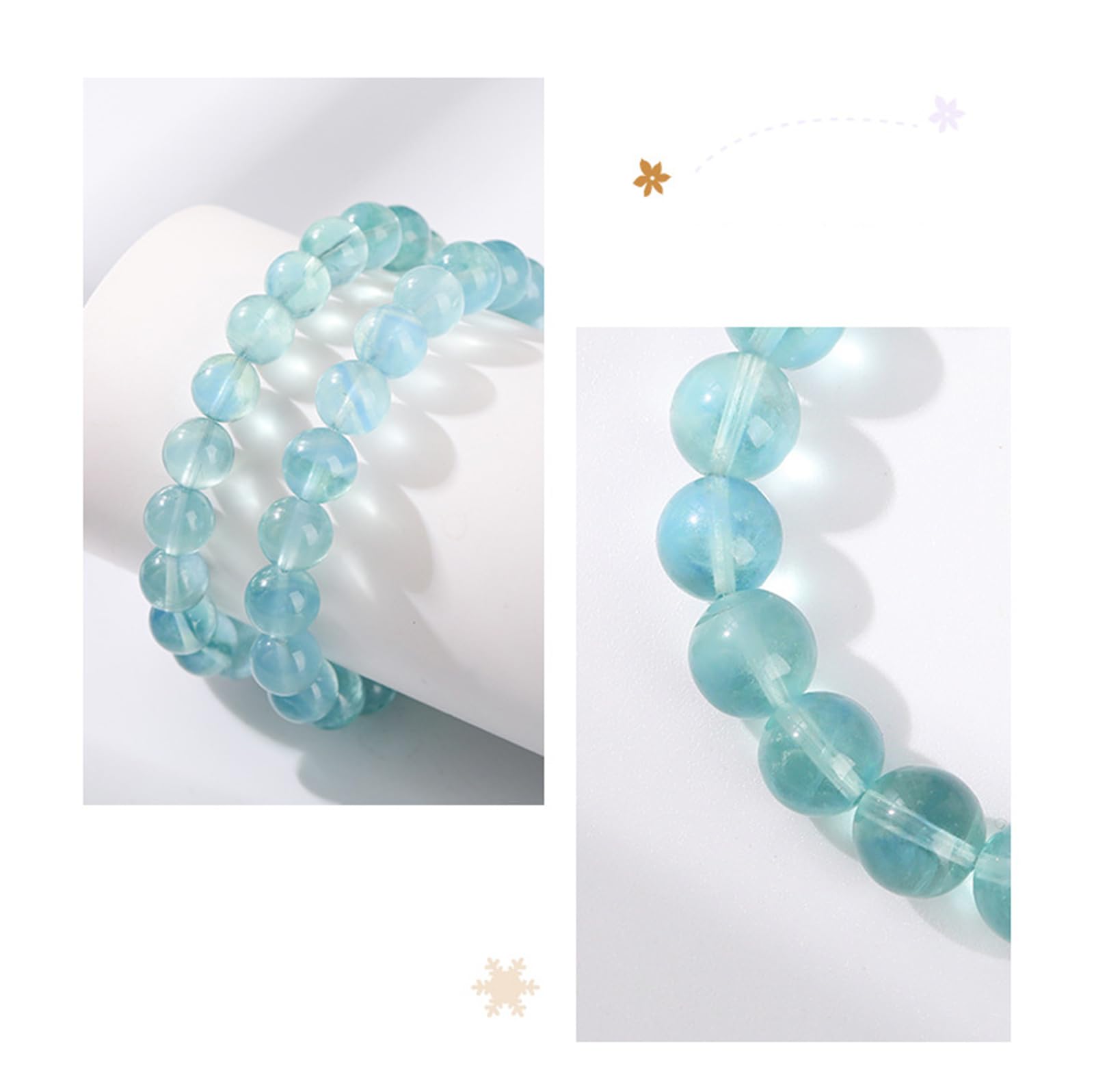 Pulsera de fluorita Azul y Verde Natural, joyería energética de un Solo Cristal, Pulseras elásticas con Cuentas de Cuarzo Espiritual para Mujer,11mm