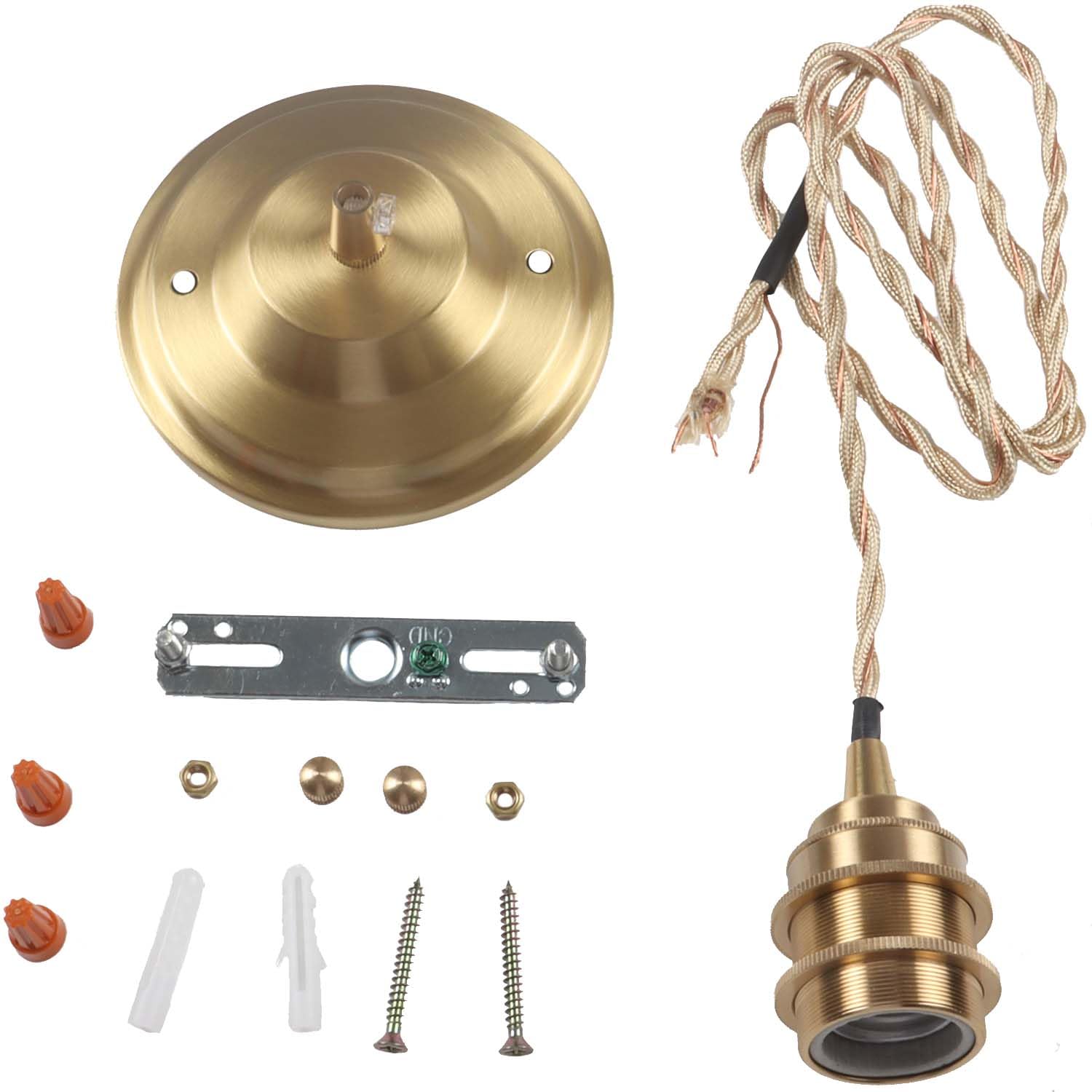 Bieye CC04 Vintage Brass Ceiling Pendant Light, Antique Electroplated Hanging Light Fixture with 4FT Cord, for Dining Room, Kitchen Island, Living Room