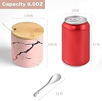 Vista 2 de Porcelain Condiment Jar, Ceramic Salt and Sugar Container with Lids and Spoons, MEKY Pottery Cruet Pot with Wooden Tray for Serving, Home, Kitchen