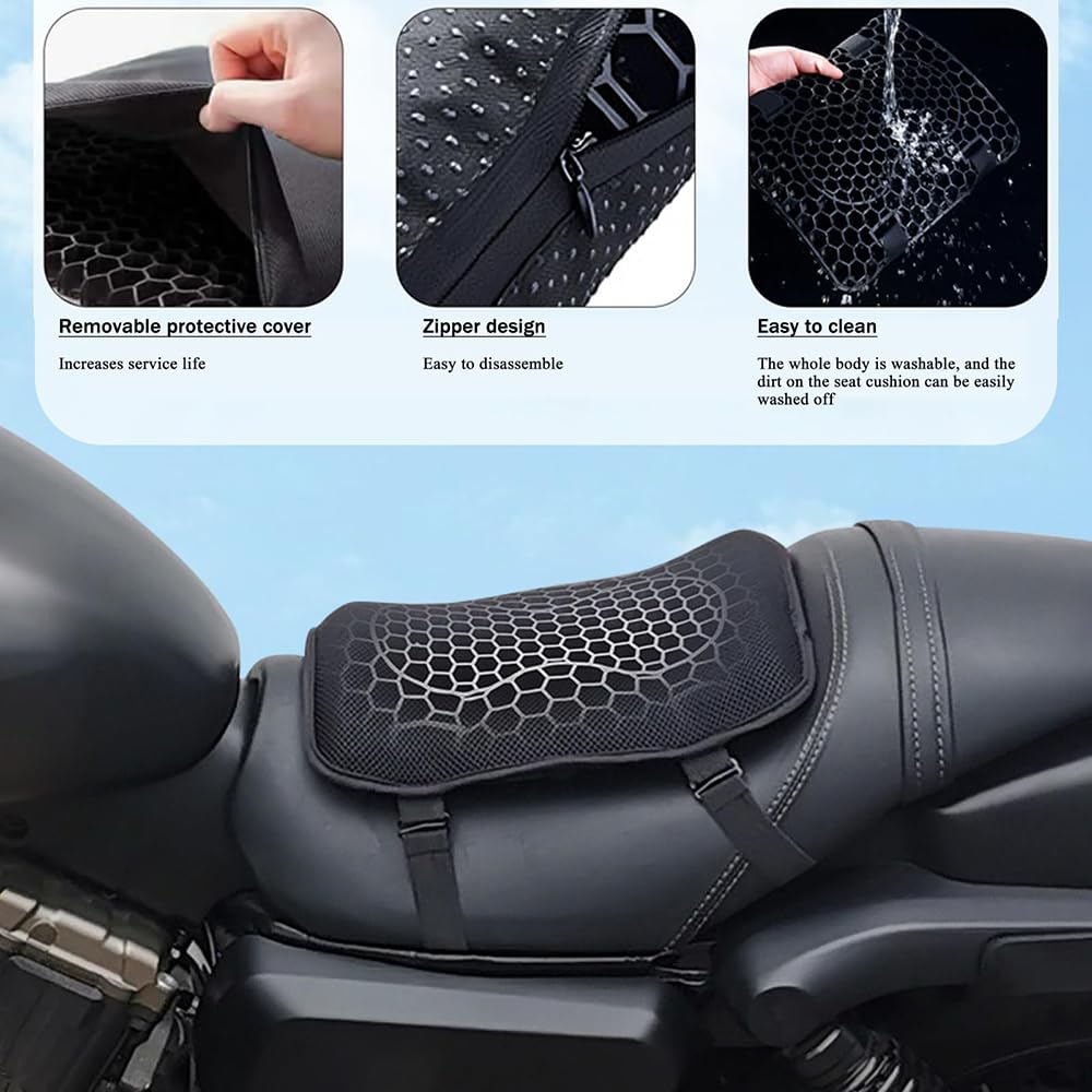 Motorrad Sitzkissen für Honda Super Cub C125, 3D Gel Wabenstruktur Motorrad Sitzkissen Atmungsaktive Stoßdämpfung Rutschfestes Motorrad Sitzpolster