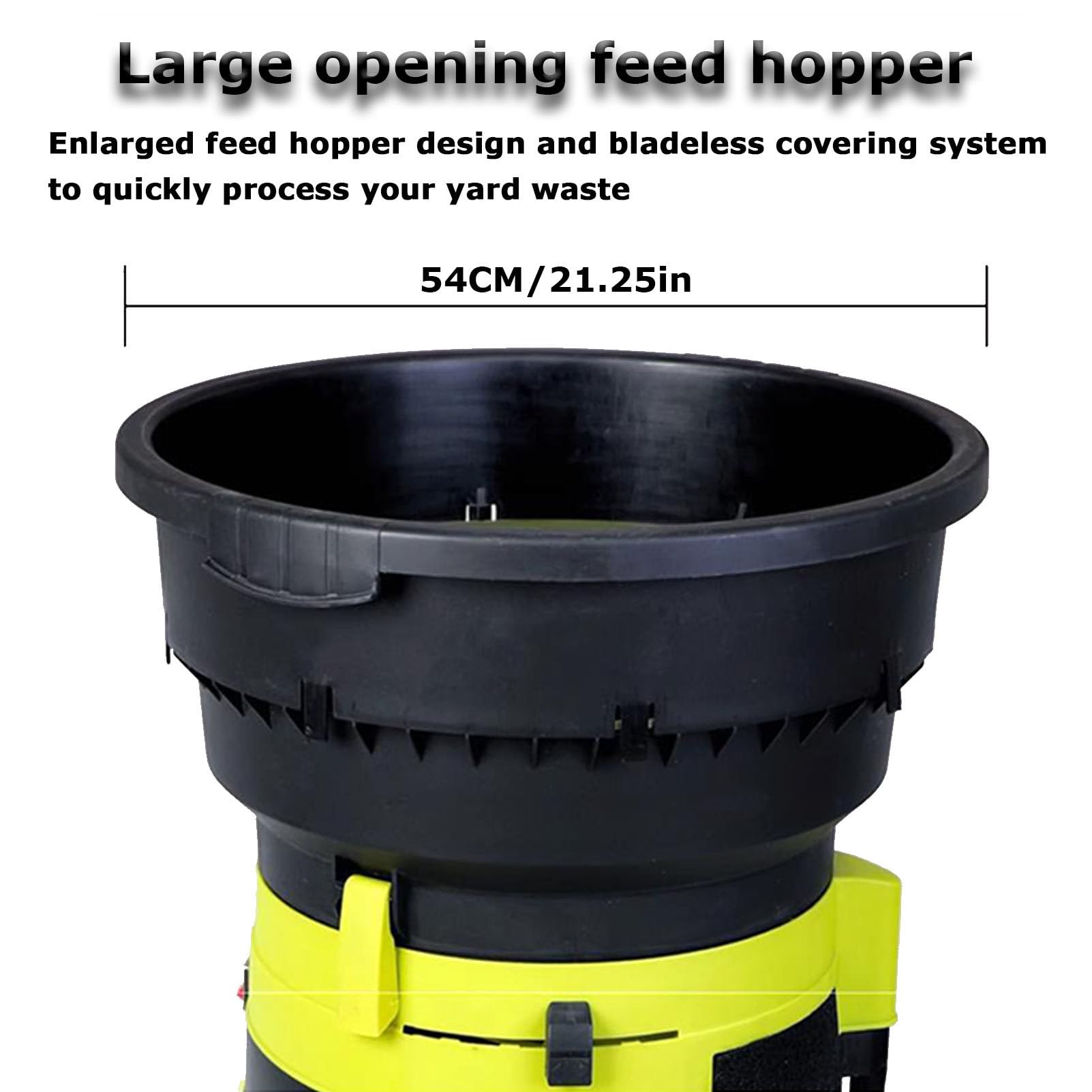 Trituradora de hojas eléctrica con cable, trituradora de jardín portátil sin cuchillas con ruedas, trituradoras y astilladoras de 8000 rpm con bolsa recolectora, diámetro del embudo 54 cm,30cm