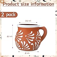 Vista 2 de Baderke 2 Pack Mexican Pottery Mugs Mexican Coffee Mugs Clay Cups for Women Men Birthday Graduation Wedding Holiday Parties Gifts, White Terracotta