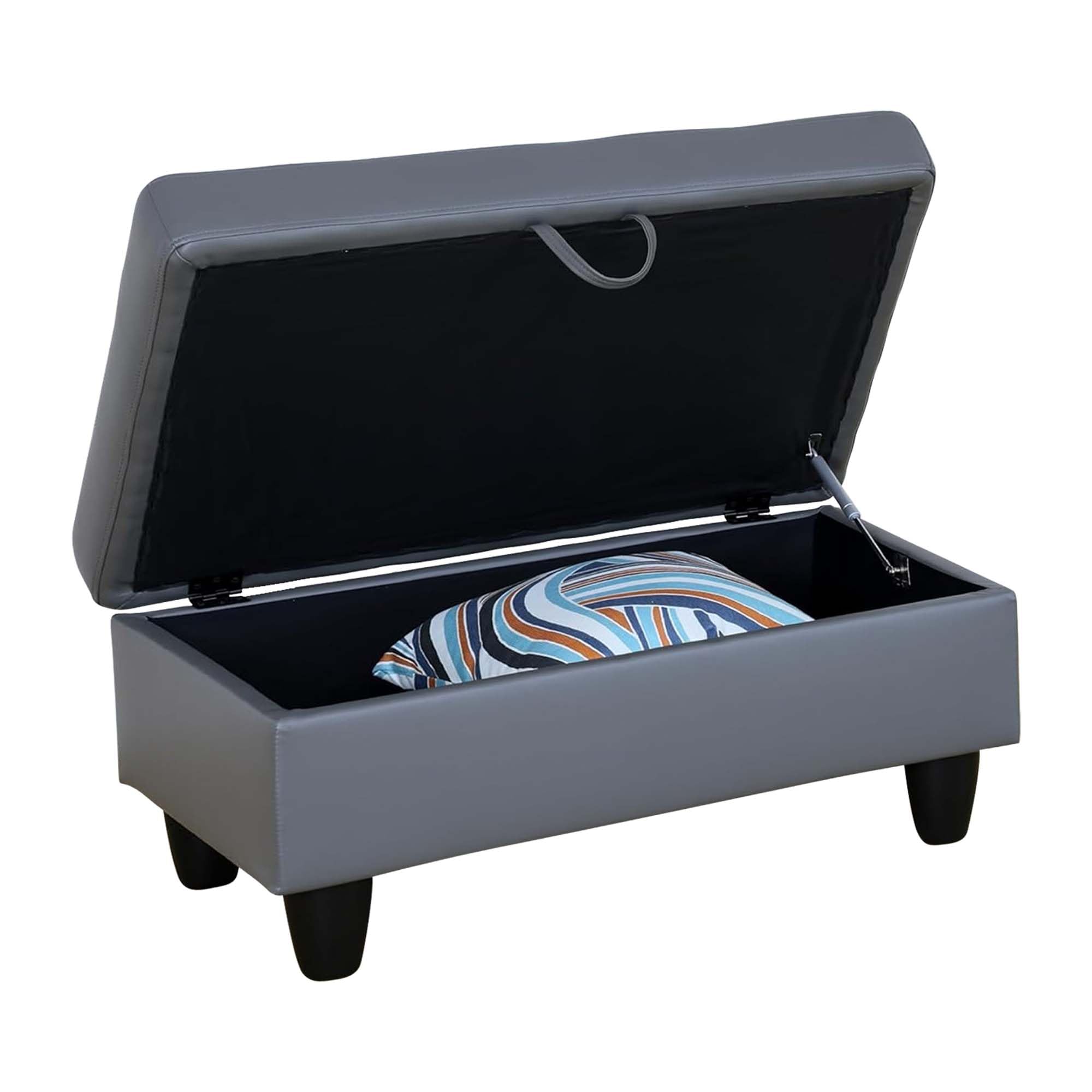 Ottoman with Storage, Leather Ottoman Foot Rest for Living Room