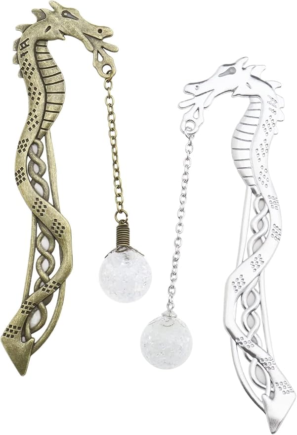 Retro Glow in The Dark Book Mark Dragon Luminous Bookmark, 2Pcs