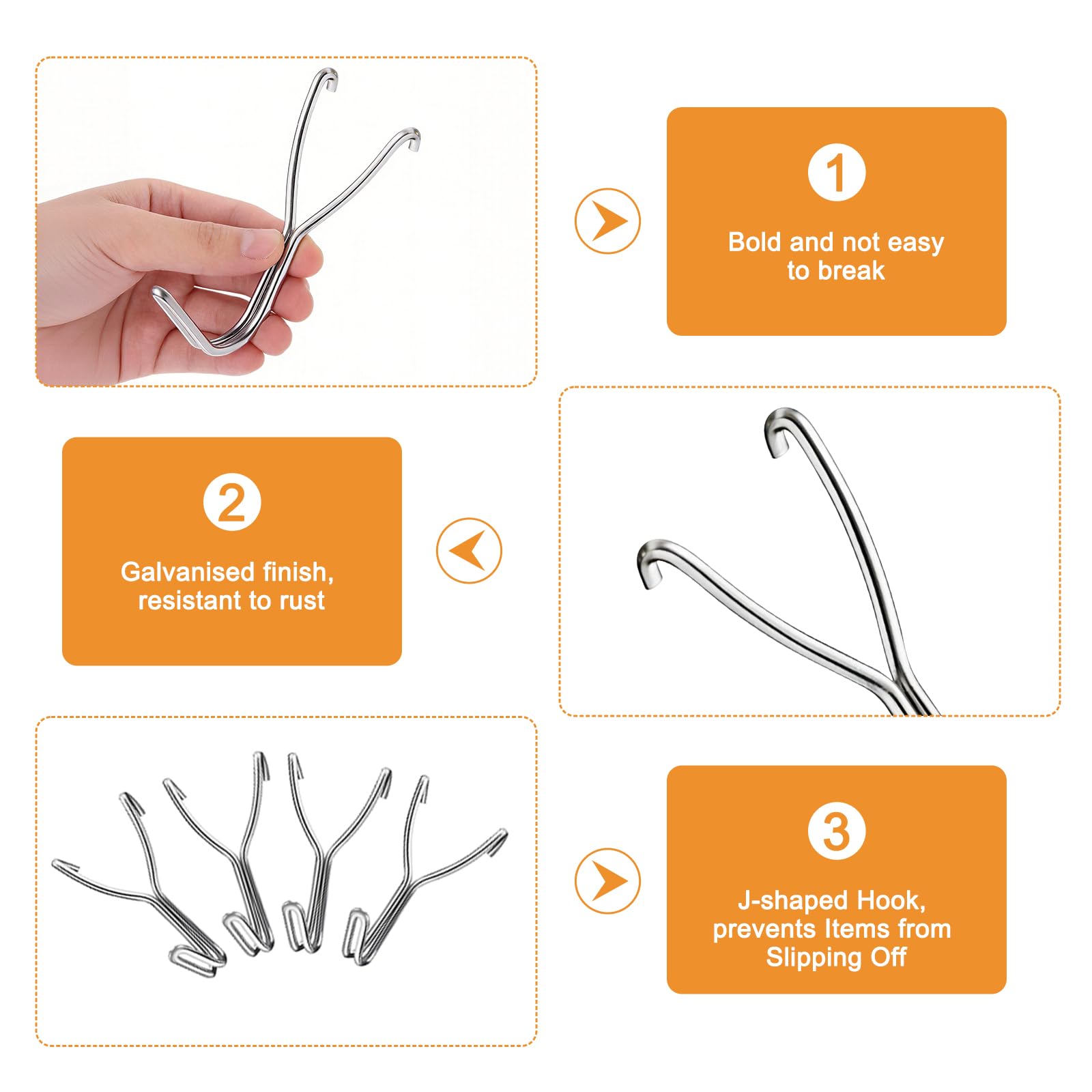 MOROBOR Ganci per pannello forato, 50 pezzi, 20 mm, in acciaio inox, per cucina, garage, accessori, utensili da banco da lavoro, forniture artigianali