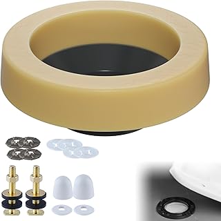 Hibbent Extra Thick Toilet Wax Ring Replacement Kit, Universal Toilet Seal Ring with Brass Bolts and Toilet Bolt Covers, PE Toilet Flange Fits 3 Inch and 4 Inch Drain Pipes