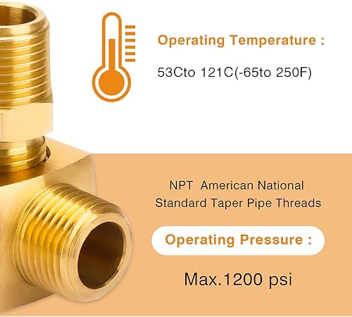 Miniatura 3 de ArrogantF Tubo de latón de 90 grados Barstock Street Elbow 38" NPT Macho Tubo x 38" NPT Hembra Tubo y Half-Union 38" Flare x 38" Tubo Macho, apto