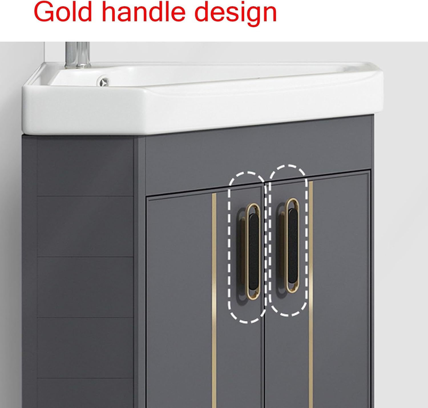 Corner Bathroom Sink, Ceramic Corner Sink, Floor-Standing Sink, Mount Bathroom Sink, Corner Balcony Sink With Storage Container, Corner Bathroom Vanity