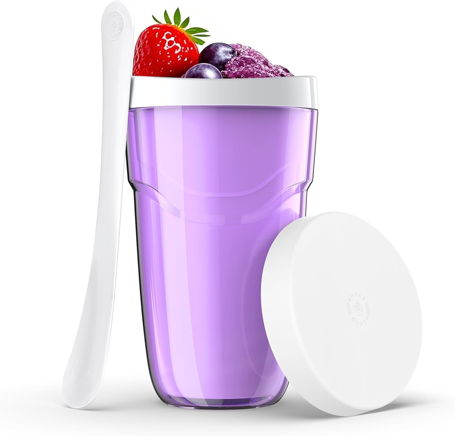 Slushie Maker Cup Slush and Shake Maker with Lid, DIY Slushie Cup with Freezer Core for Quick Frozen Homemade Single-Serving Slushie, Fruit Smoothies, and Milkshake in Minutes, BPA-free, Purple