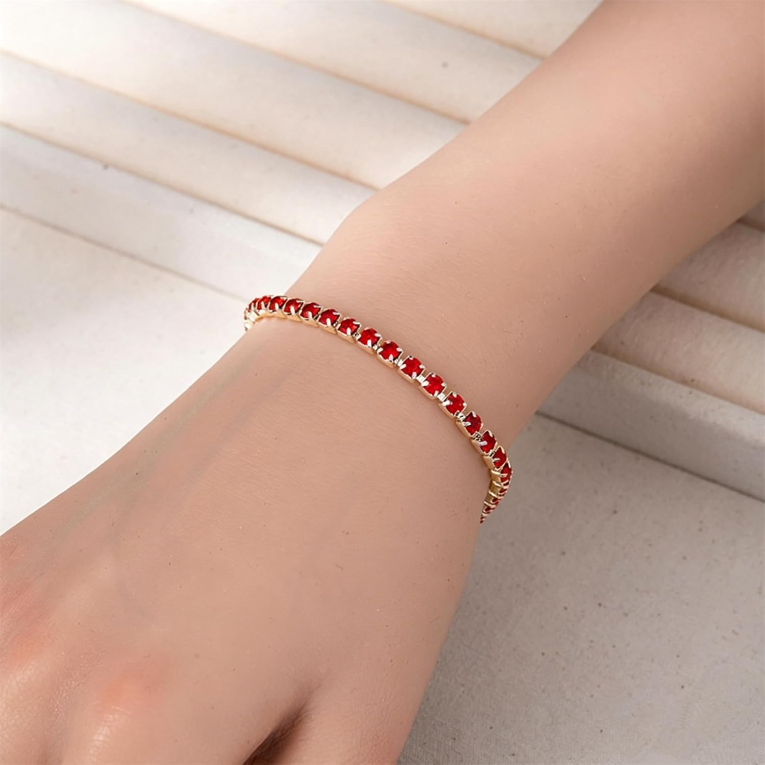 Rhinestone Tennis Chain Bracelets Gold Silver Plated Colorful Sparkly Crystal Cubic Zirconia Seed Geometric Adjustable Bracelets for Women Wedding Bridal Birthday Prom Party Trendy Jewelry Gifts