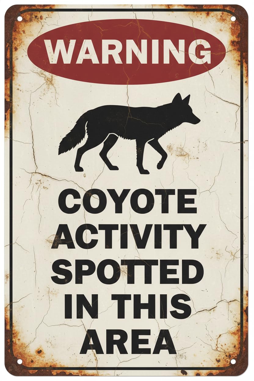 Wall Decor Warning Coyote Activity Spotted In This Area Sign. 8x12Inch Aluminum Vintage Signs Plates Printed
