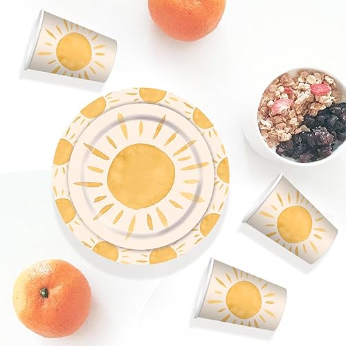 Miniatura 3 de ZUIFUGUI Primer viaje alrededor del sol, 175 piezas de decoración de baby shower de sol sirve 25  Incluye platos, servilletas, tenedores para