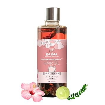 Nat Habit Hibiscus Amla Summer Hair Oil For Men & Women, Helps In Hair Growth & Thickness, For All Hair Types, No Paraffin, Mineral Oil, Preservatives & Chemicals, 100ml - image, photos