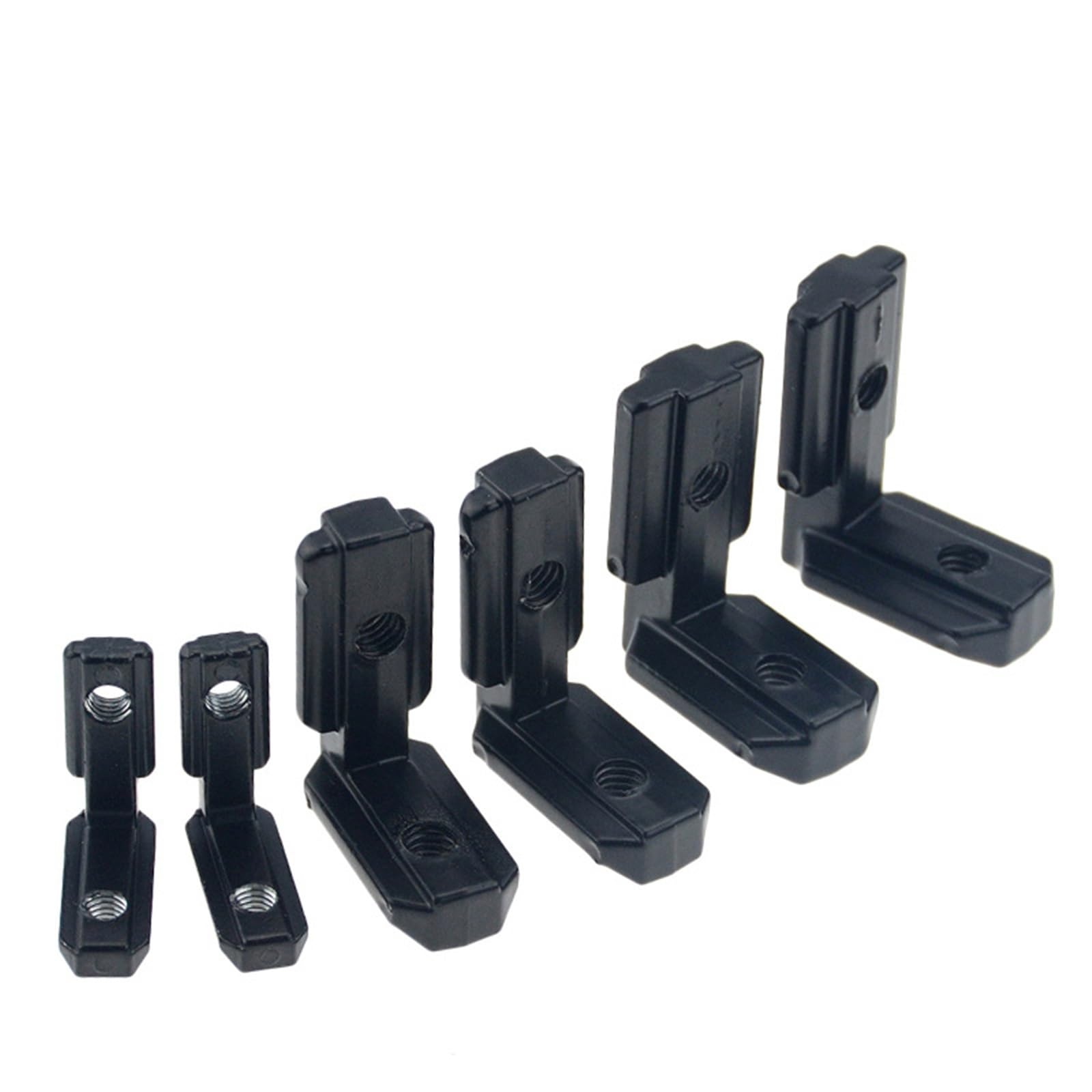 Support d'angle intérieur en L noir 3030 contre le jeu des châssis alu