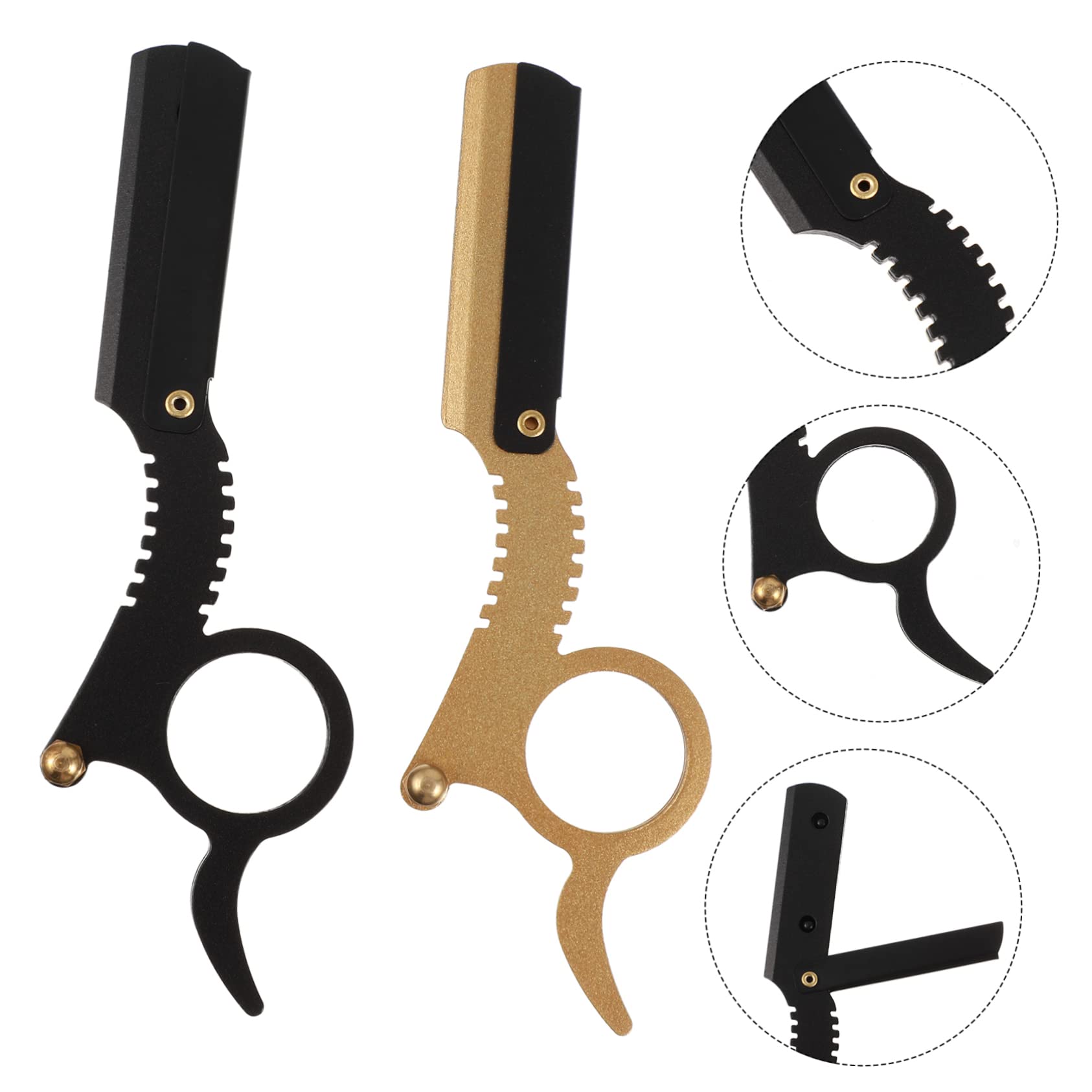 VICASKY Beard Sideburns Manual Razor Kit 2pcs Men's Barber Razor for Shaving Eyebrows Fine Hair