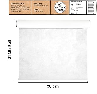 THE HONEST HOME COMPANY Co. | Baking Paper Roll - 21 Meters, 40 GSM | FDA Approved Parchment Paper| 100% Non Stick | Baking Essentials | Pack of 1