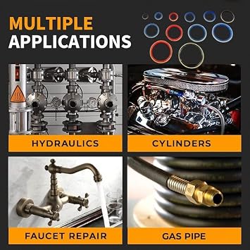 100pcs/ 245pcs Assorted Sealing Gasket Set, Rubber O Rings Kit -12 Size, Combination Gasket Repair Box for Automobiles, Boats, Engines,Oil Plumbing,Gas ControlFaucets Seal Repair (100 PCS)