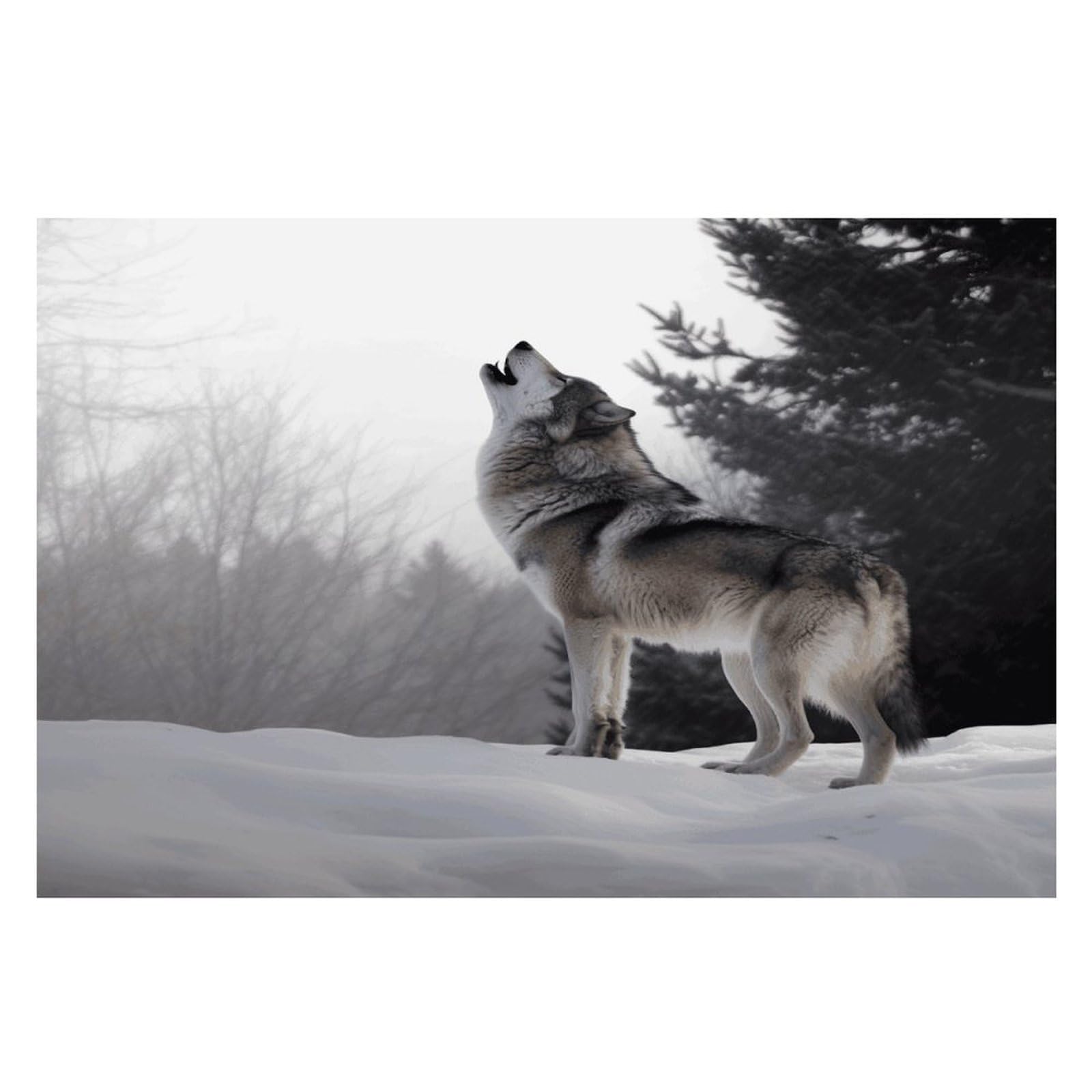 Howling Wolf Placemats Heat-Resistant Washable Place Mats Anti Slip Dining Table Place Mats Wipeable Dining Table Mats Kitchen Decoration Placemats 17.7’’×11.8’’