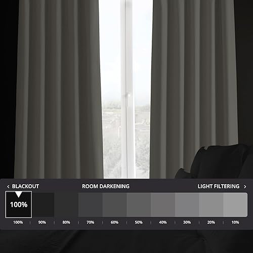 Miniatura 2 de HPD HALF PRICE DRAPES Cortinas opacas sólidas con aislamiento térmico para dormitorio de 108 pulgadas de largo (1 panel), cortinas opacas de lino