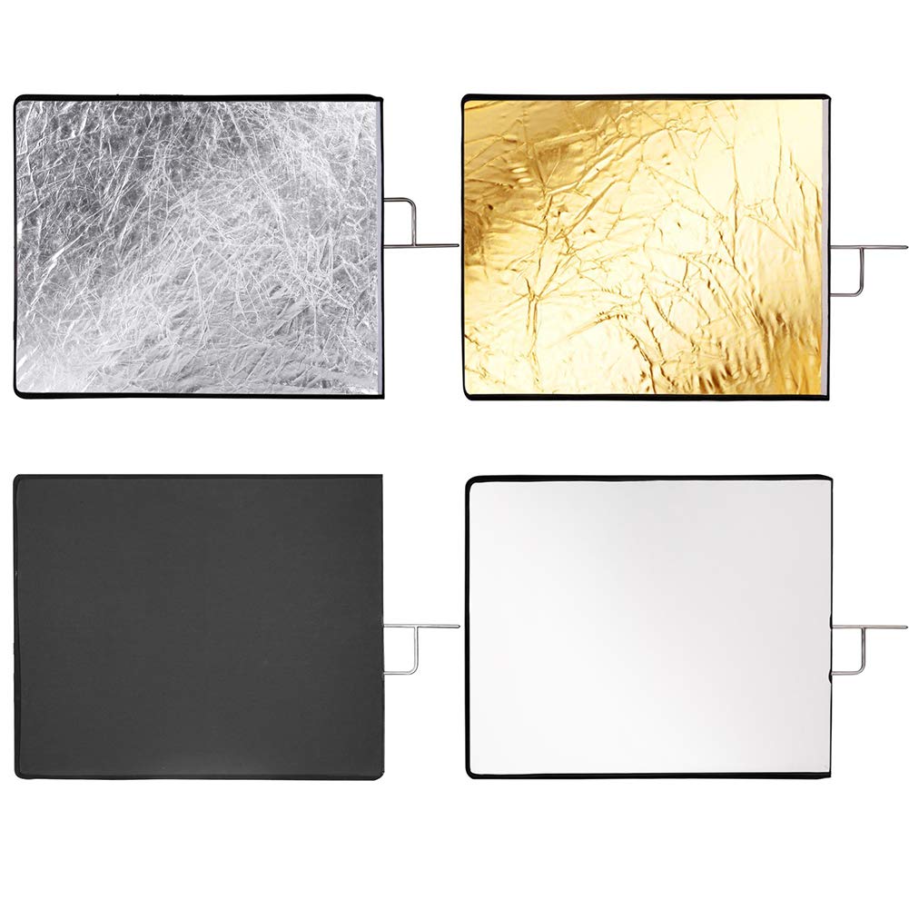 Réflecteur de Photo de Panneau de Drapeau en métal, kit de diffuseur de réflecteur d'éclairage de Photographie, Argent, Or, Blanc et Noir, pour Studio Photo, Agence de publicité
