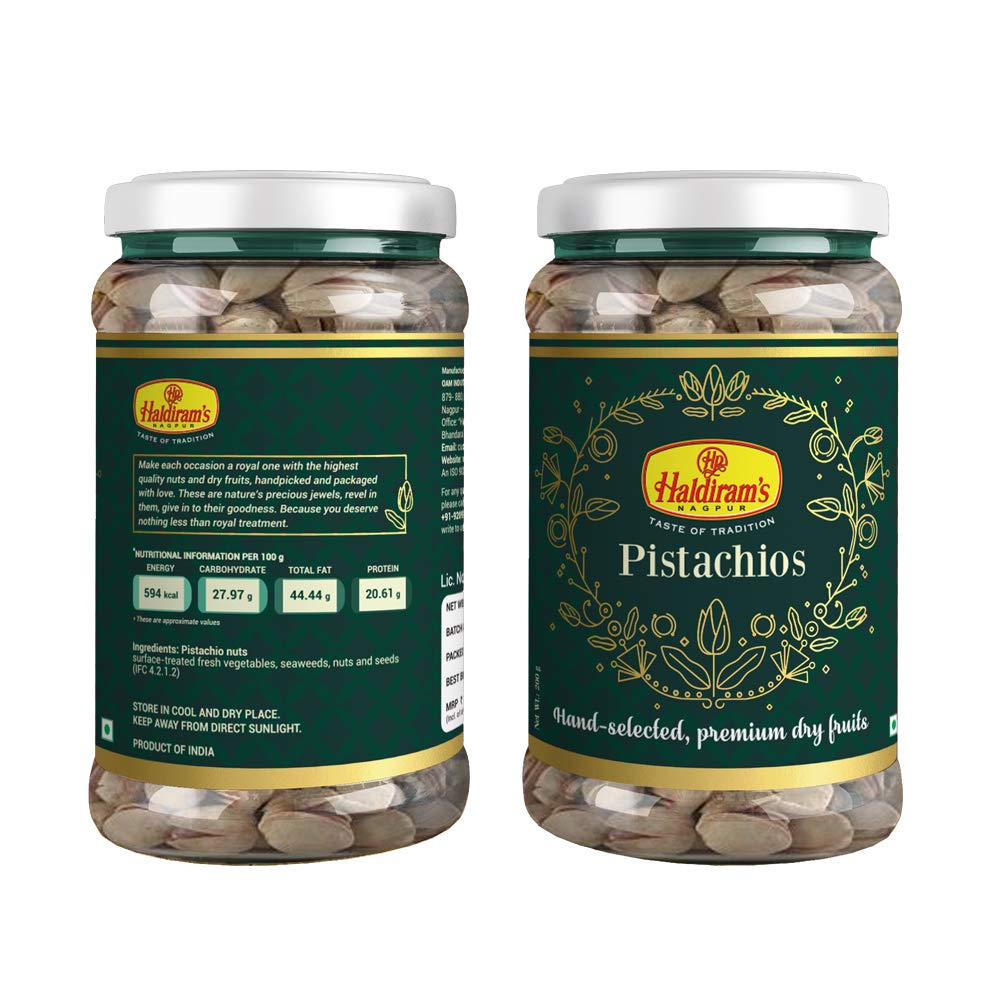 Haldirams Nagpur Pistachios (200 g x Pack of 2, 400 g Jar) (B07LGYMX6Q) Amazon Price History, Amazon Price Tracker